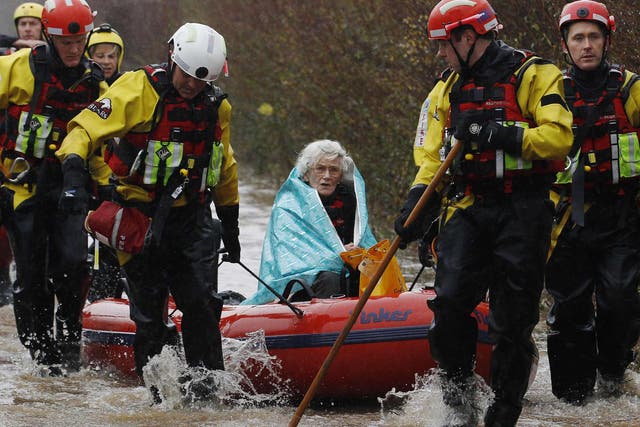 Rescued: The scene in Somerset yesterday
