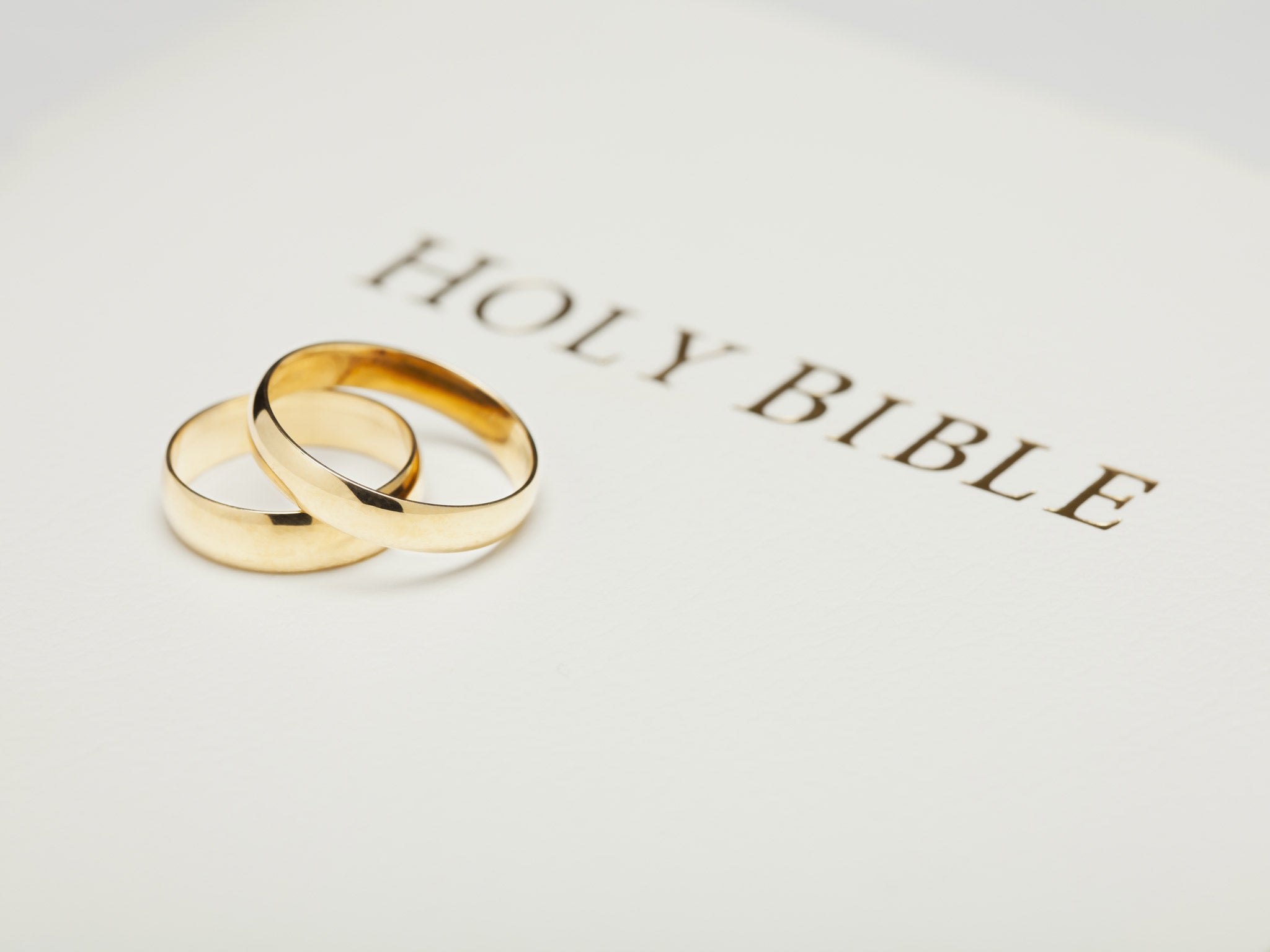 Wedding rings on a bible