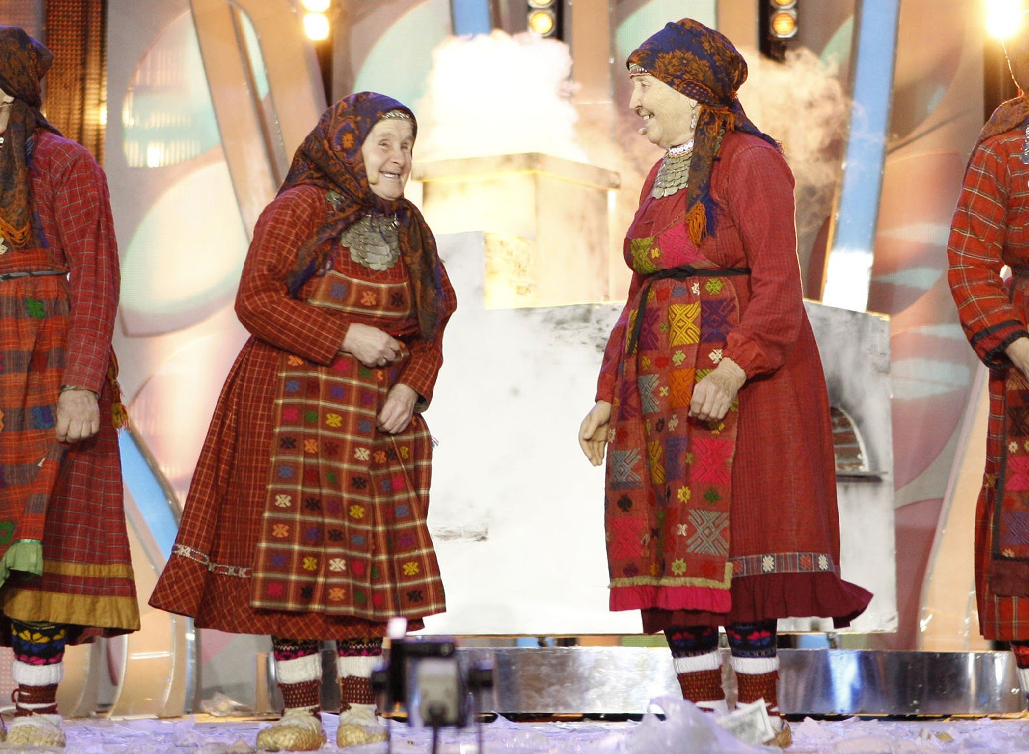The Buranovo Grannies performing at the 2012 Eurovision song contest in Moscow