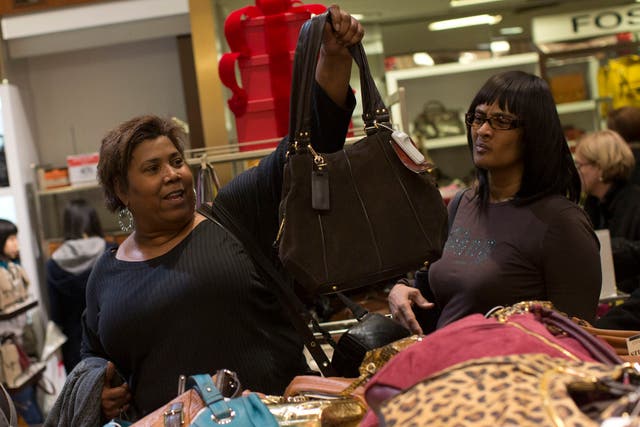 Shoppers in Macy's store over Thanksgiving Weekend