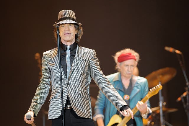 Mick Jagger and Keith Richards at the Rolling Stones in concert, O2, London, Britain 