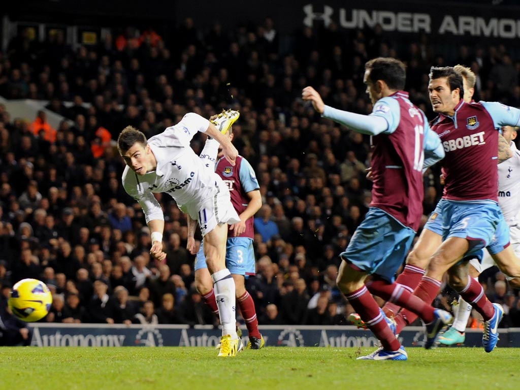 Gareth Bale pictured against West Ham