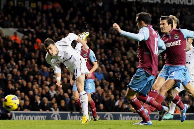 Gareth Bale pictured against West Ham