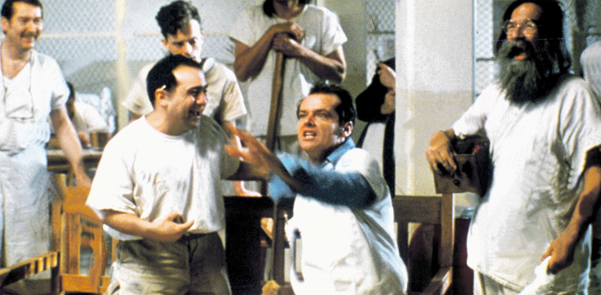 Jack Nicholson in One Flew Over the Cuckoo’s Nest. The film reflected worries about brutal psychiatric institutions