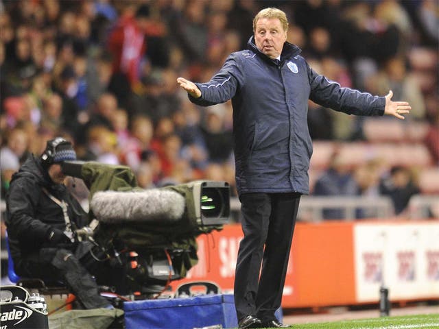 New QPR manager Harry Redknapp gestures from the touchline during last night’s 0-0 draw at the Stadium of Light