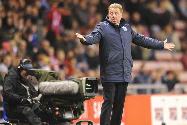 New QPR manager Harry Redknapp gestures from the touchline during last night’s 0-0 draw at the Stadium of Light