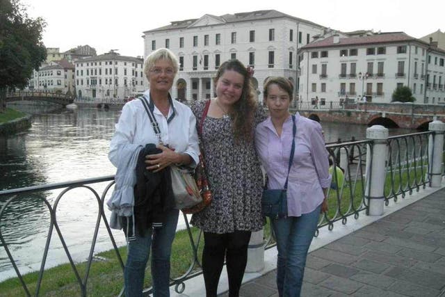 Lauren with her host family in Treviso