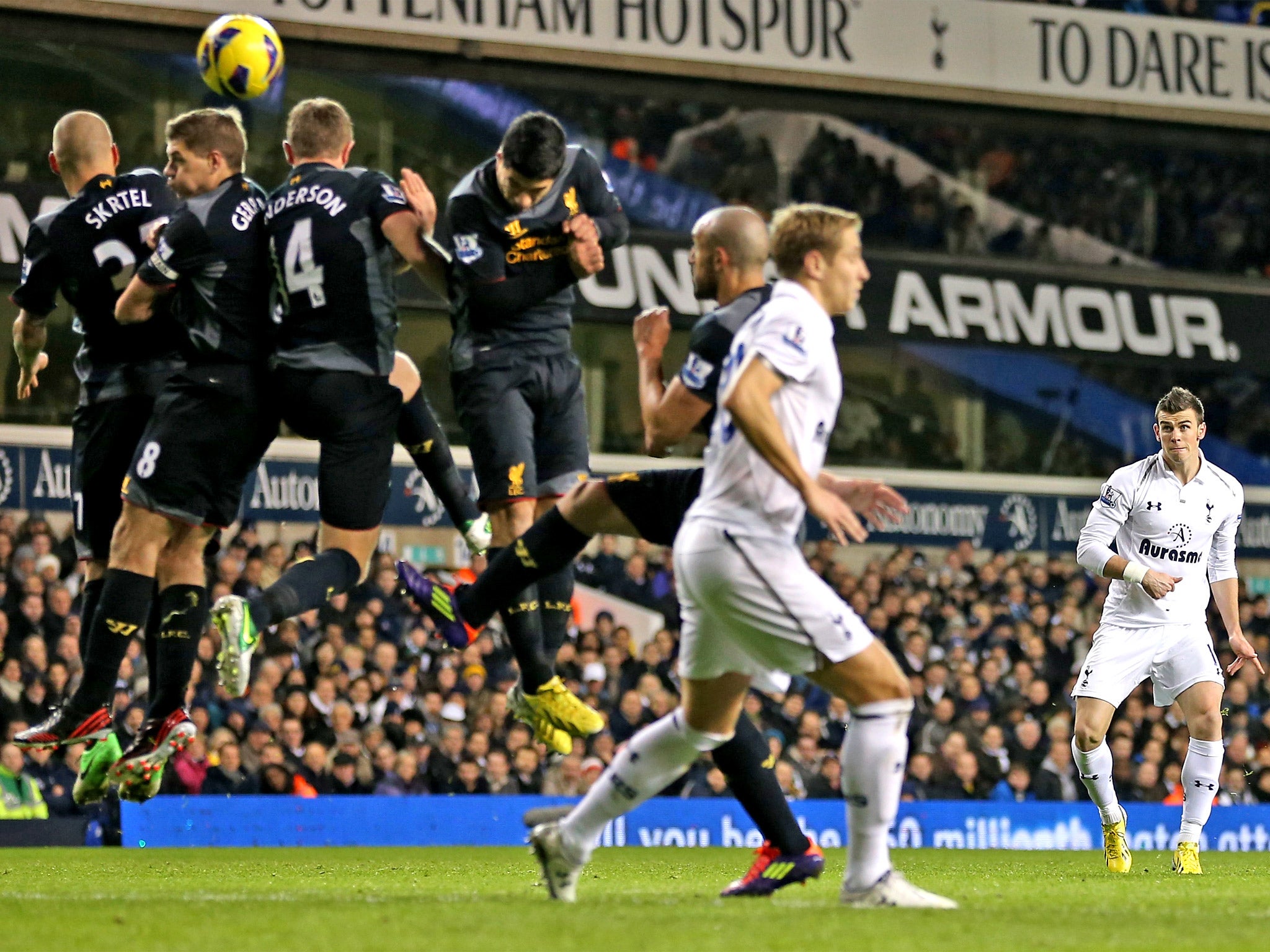 Gareth Bale scores Tottenham’s second goal last night