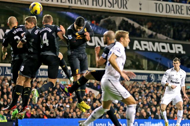 Gareth Bale scores Tottenham’s second goal last night