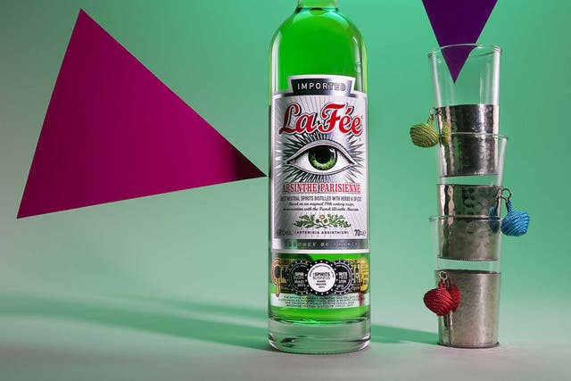Absinthe, £47.50, Fortnum and Mason; glasses, £15.95 each, Liberty