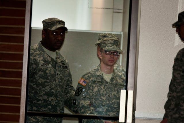 Pfc. Bradley Manning is brought into the court