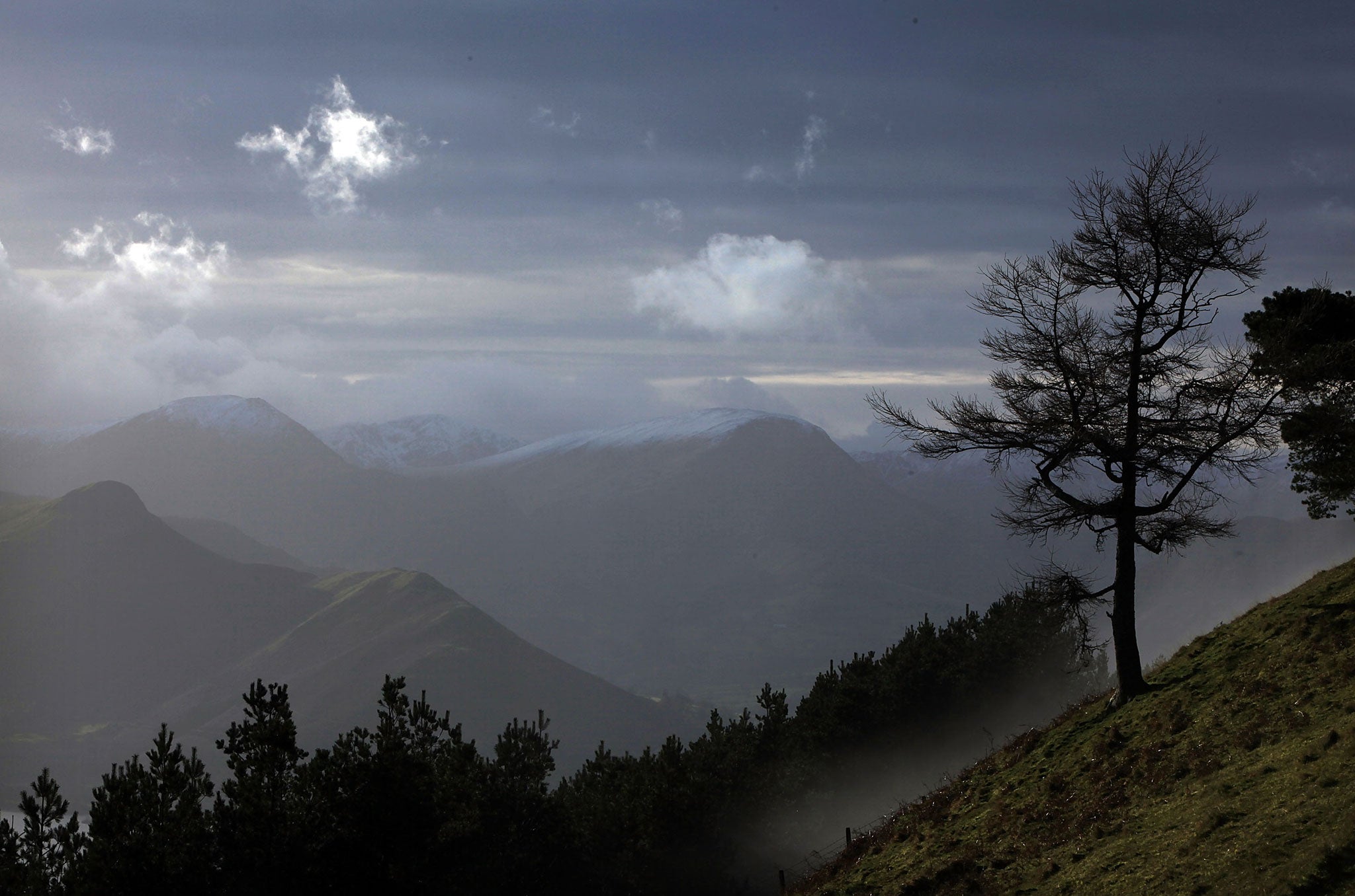 A view of across the Lakeland Fells from on top of Latrigg on December 4, 2009 in Keswick, England.