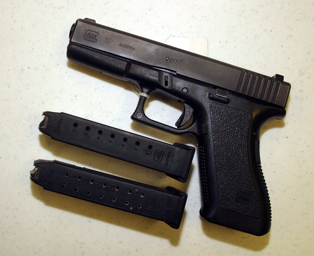 A Glock 9mm pistol