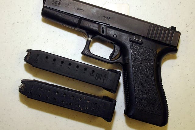 A Glock 9mm pistol