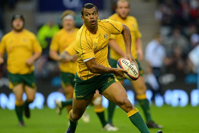 The running of Australia’s No 10 Kurtley Beale will be a big threat to Wales this afternoon 