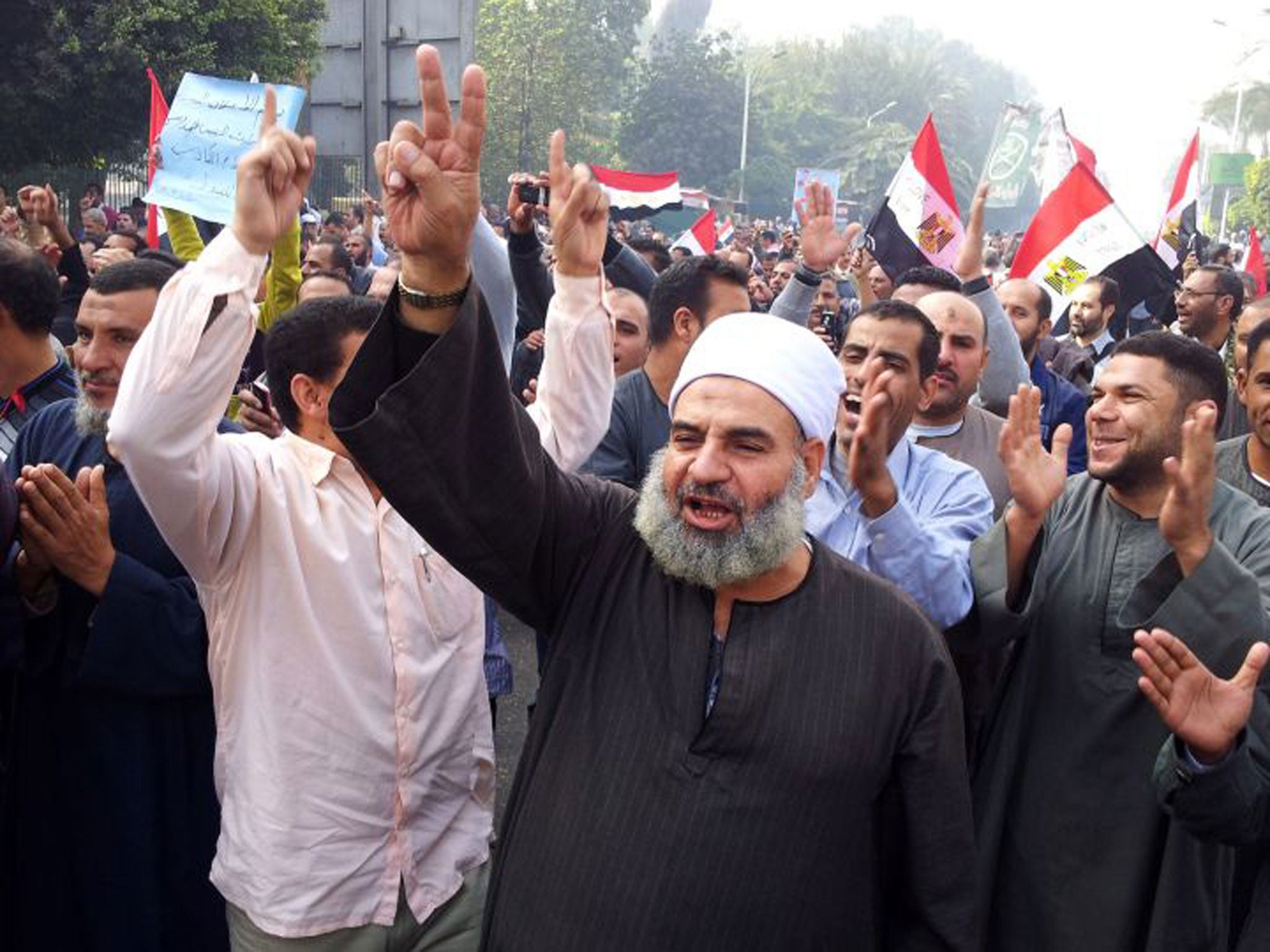 Supporters of Egyptian President Mohammed Morsi march in Cairo