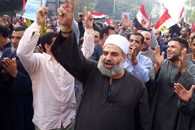 Supporters of Egyptian President Mohammed Morsi march in Cairo