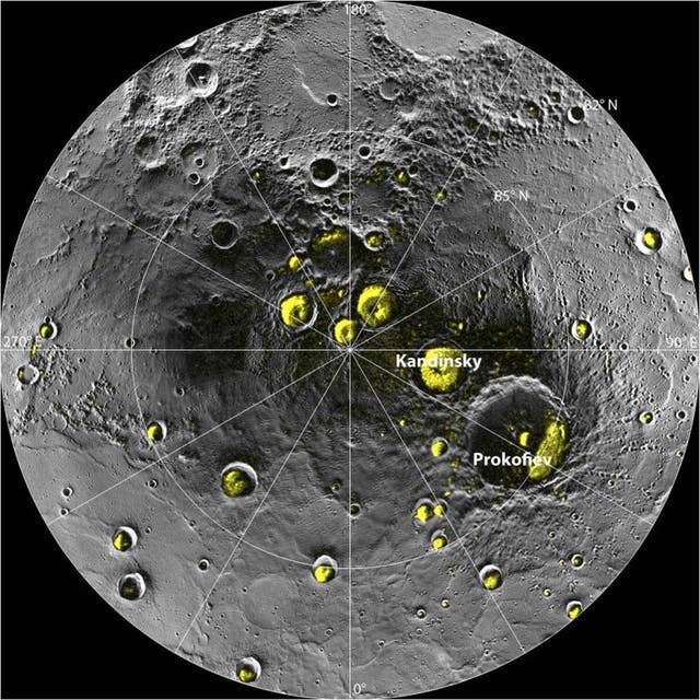 A mosaic of Messenger images of Mercury's north polar region
