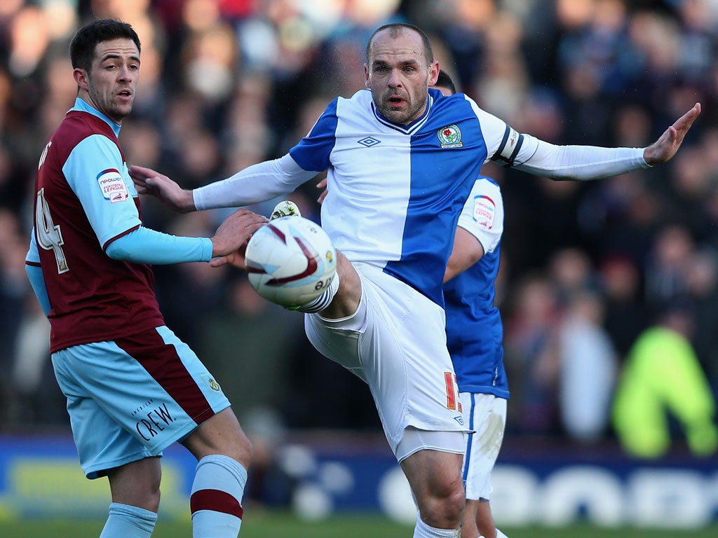 Blackburn captain Danny Murphy in action during yesterday’s east Lancashire derby