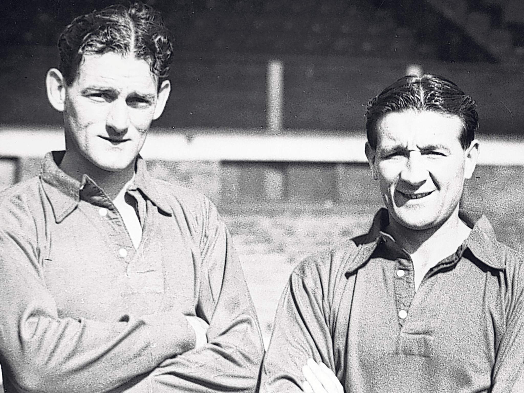 Taylor, left, with his Liverpool team-mate, and another future Anfield manager, Bob Paisley, in 1950