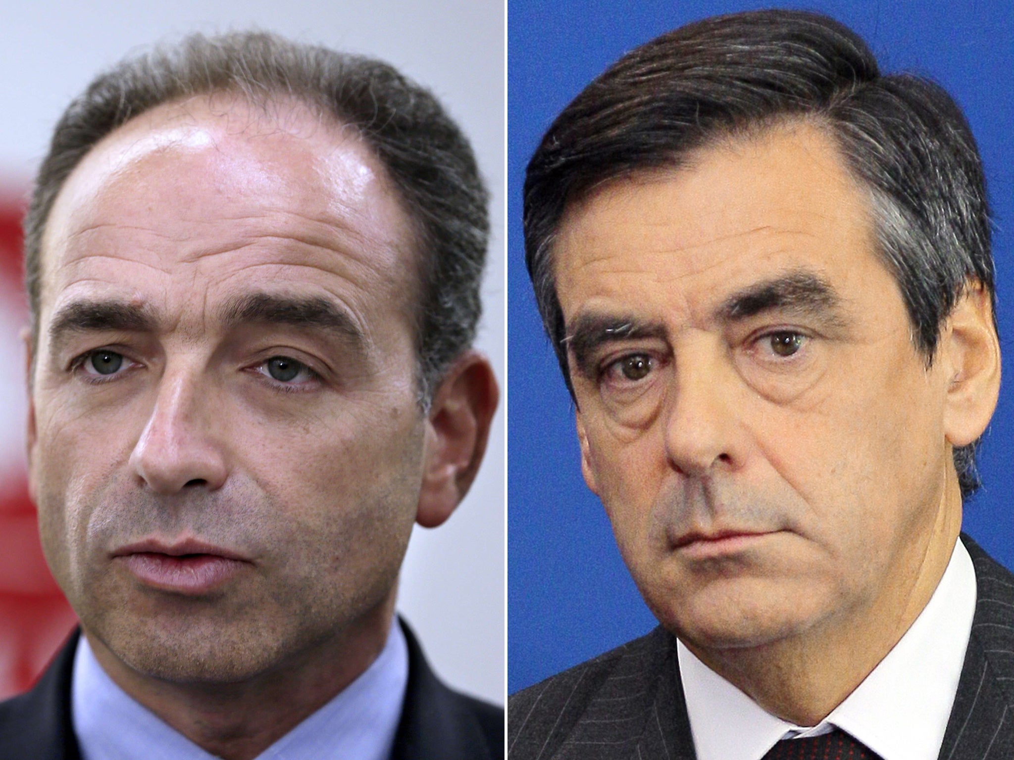 Newly-elected President of the right-wing UMP opposition party, Jean-Francois Cope(l), who beat former Prime Minister, Francois Fillon (r) in a shambolic battle to lead France's right-wing opposition.
