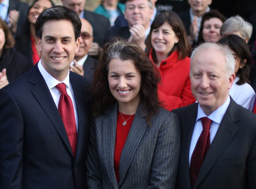 Ed Miliband, with two of last week’s by-election victors, Sarah Champion and Andy McDonald