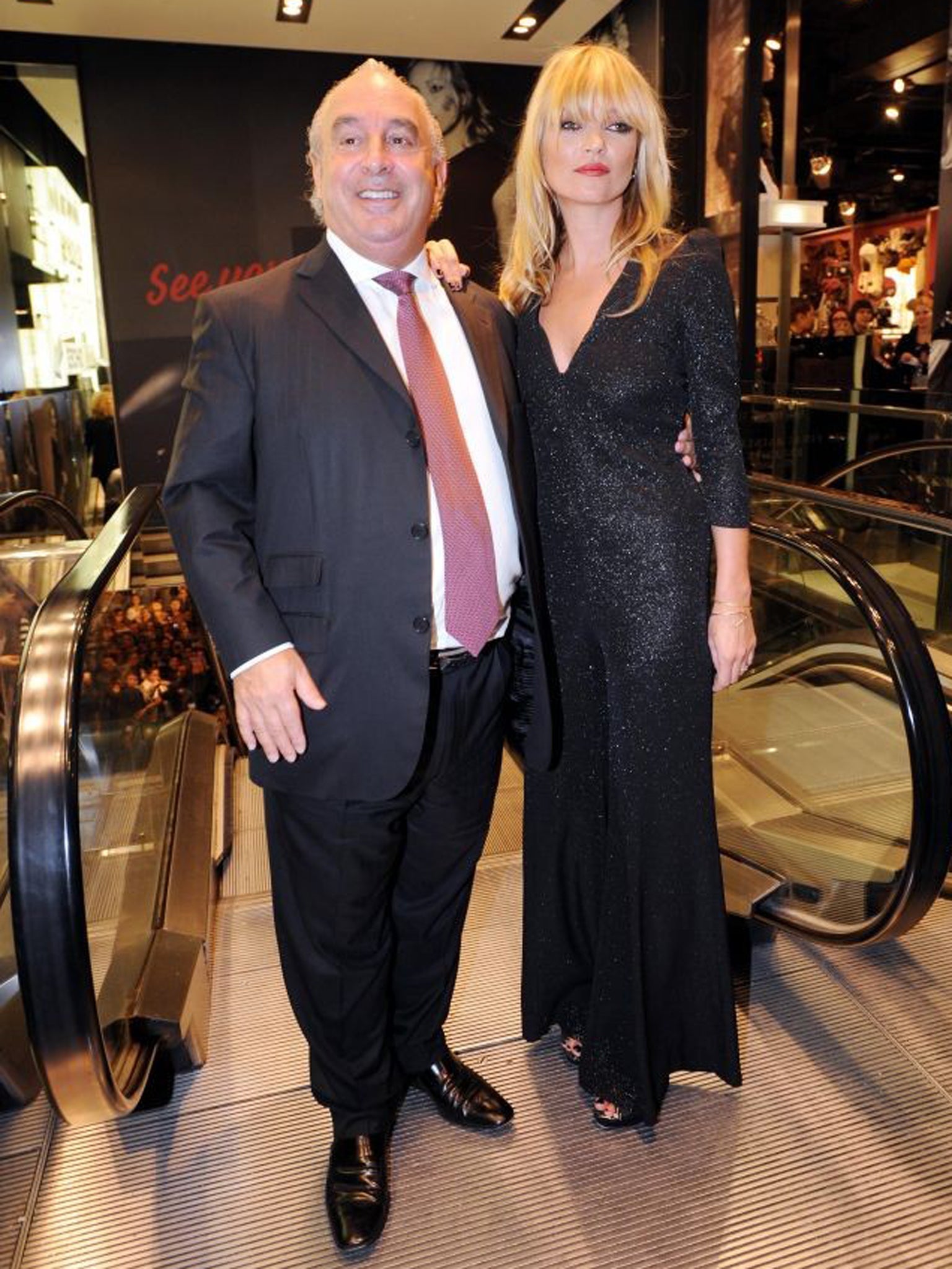 Sir Philip at Topshop's flagship Oxford Street store with model Kate Moss