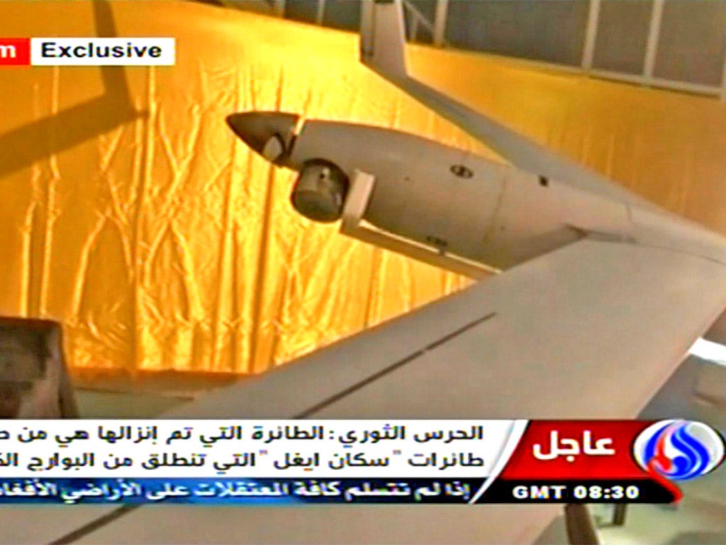 The Iranian state TV’s Arabic-language channel Al-Alam shows a ScanEagle drone that was supposedly put on display