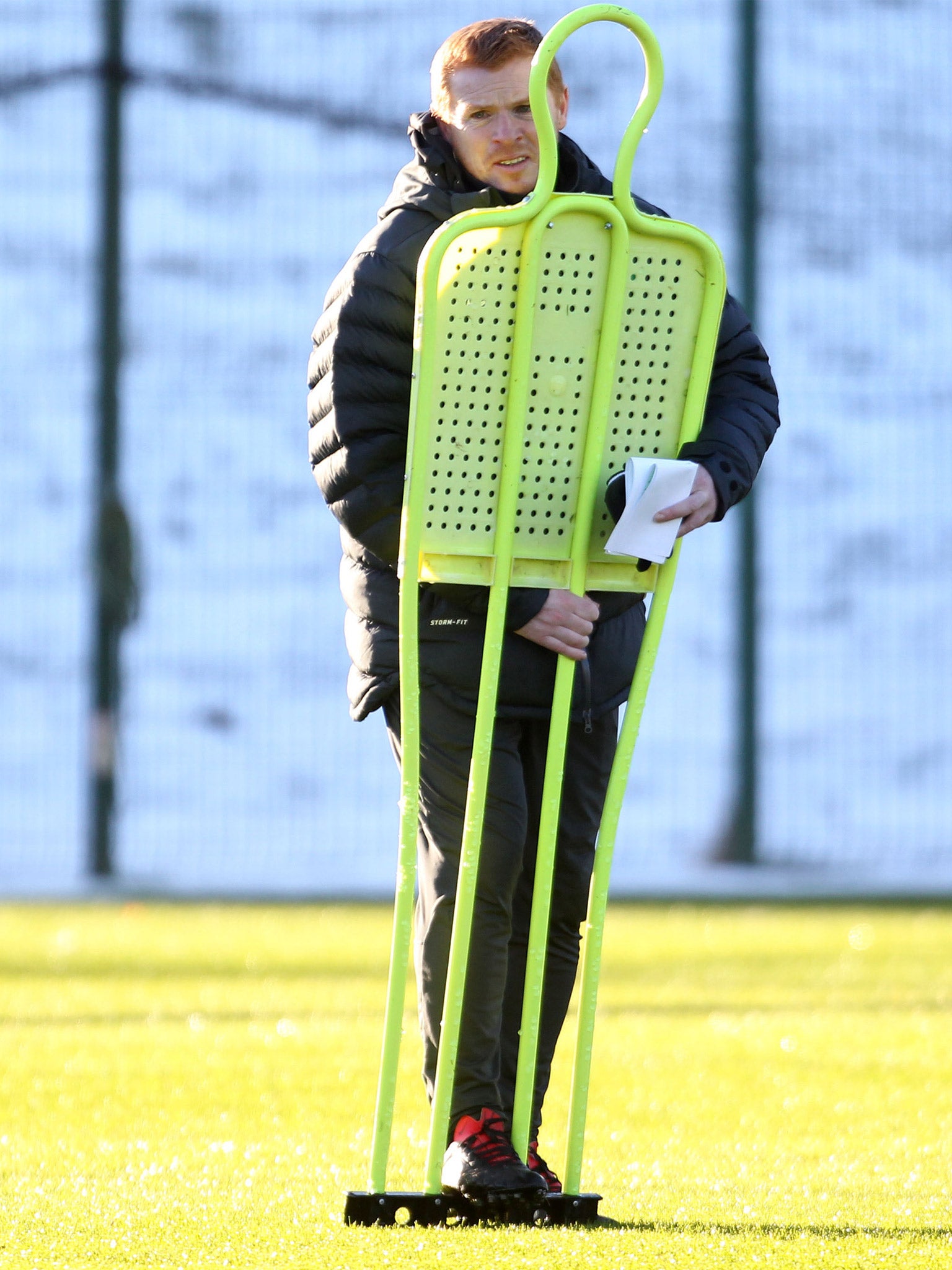 Neil Lennon during Celtic training at Lennoxtown yesterday