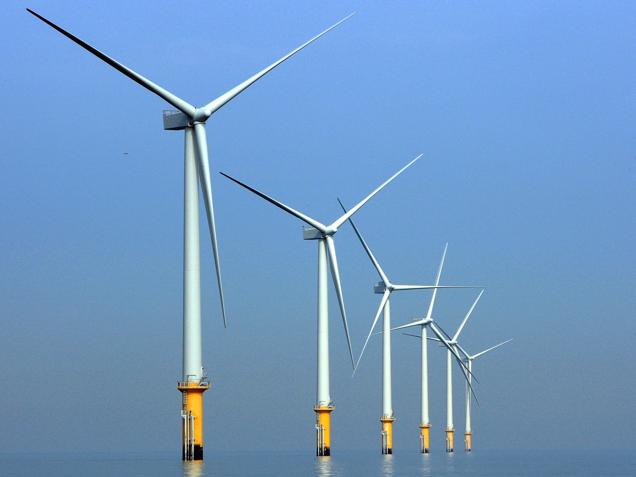 The Burbo Bank off shore wind farm in Liverpool bay. More than half the public believe the UK should commit to most of its electricity coming from renewable sources by 2030
