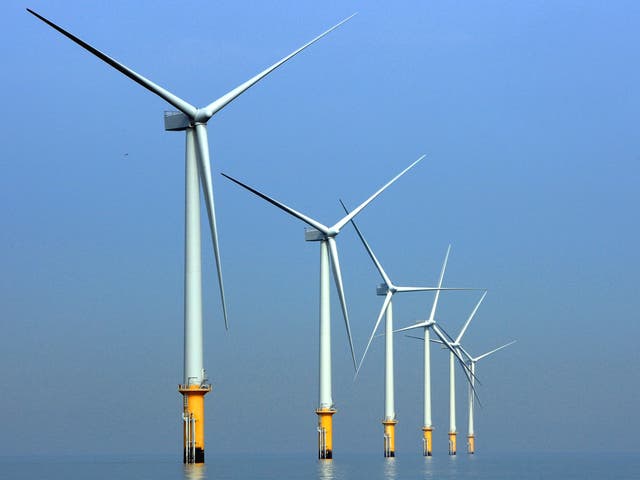 The Burbo Bank off shore wind farm in Liverpool bay. More than half the public believe the UK should commit to most of its electricity coming from renewable sources by 2030