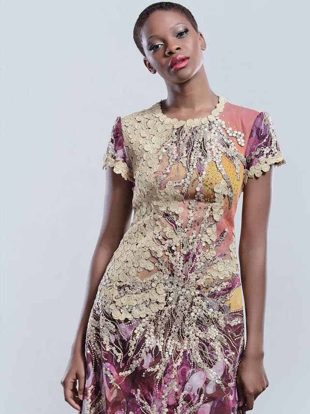 Printed lace gown £2,585, Lanre Da Silva Ajayi