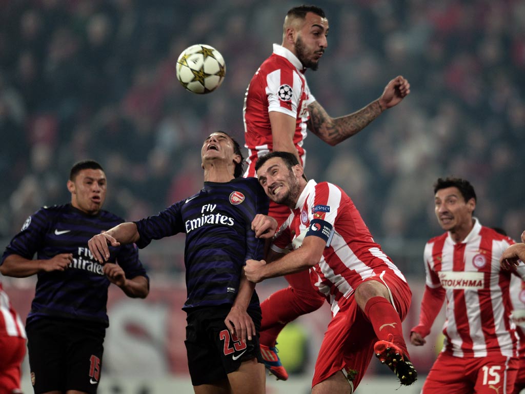 Arsenal in action against Olympiakos