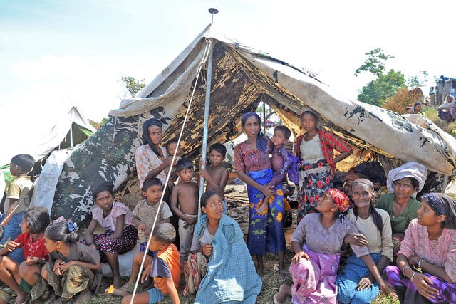 Rohingya Muslims displaced from their homes by communal violence
