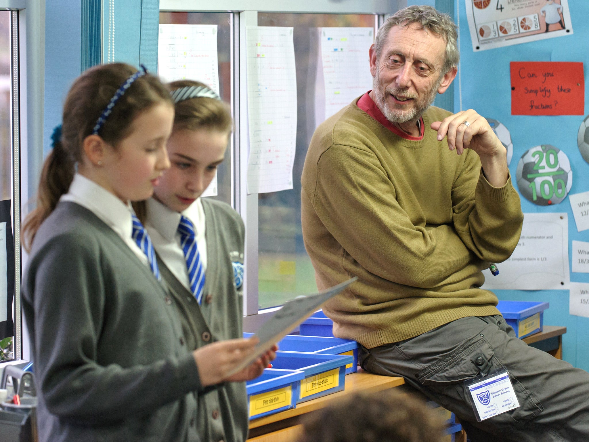Story maker: children’s author Michael Rosen at Eastern Green Junior School in Coventry