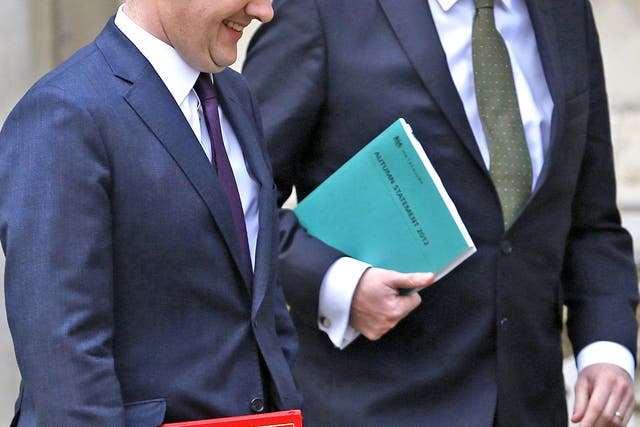 George Osborne with Chief Secretary to the Treasury Danny Alexander yesterday