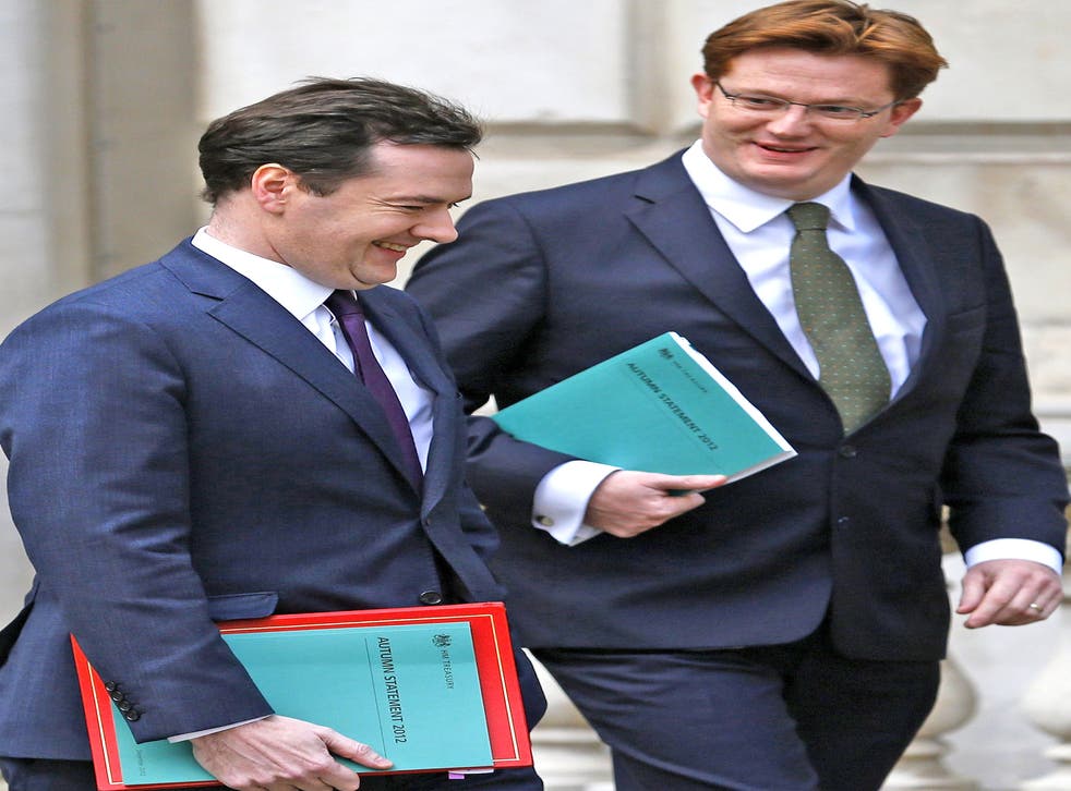 George Osborne with Chief Secretary to the Treasury Danny Alexander yesterday