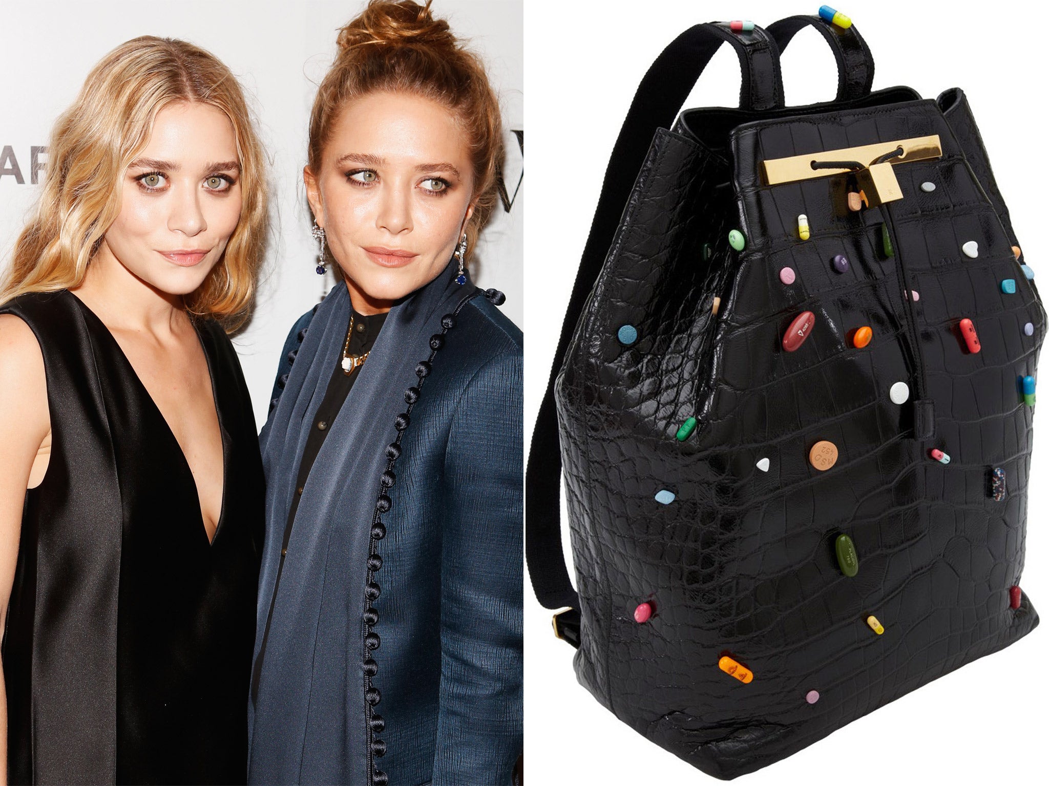 Mary Kate and Ashley Olsen, and their pricey alligator backpack