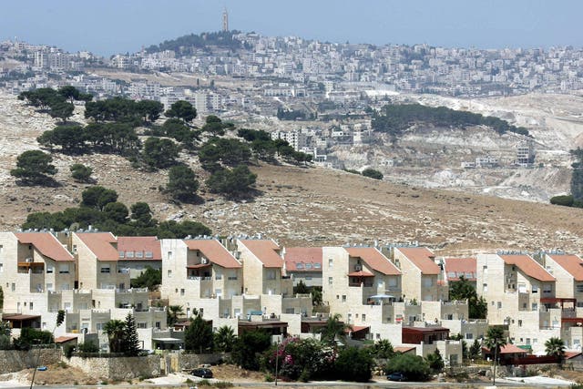 Houses (foreground) of the West Bank settlement of Maale Adumim 