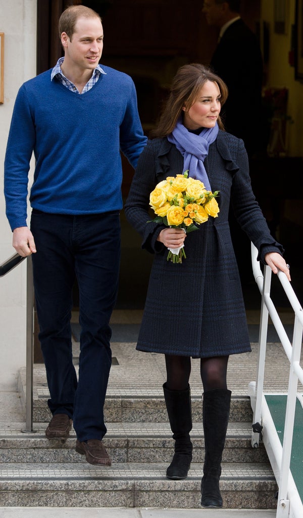 The Duke and Duchess of Cambridge leaving the King Edward VII hospital in central London after her treatment for severe morning sickness