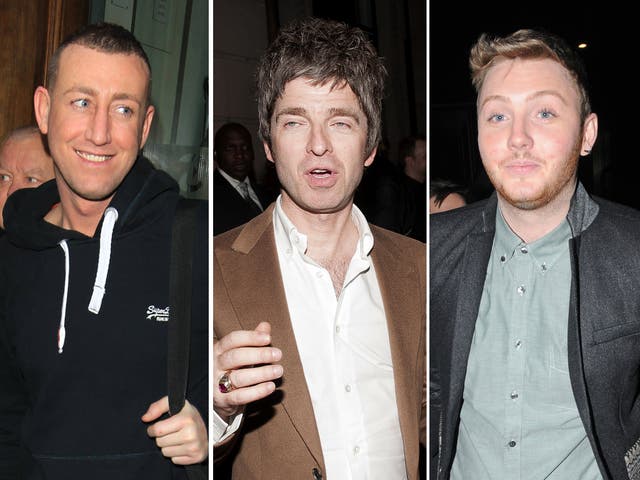 Christopher Maloney, Noel Gallagher and James Arthur