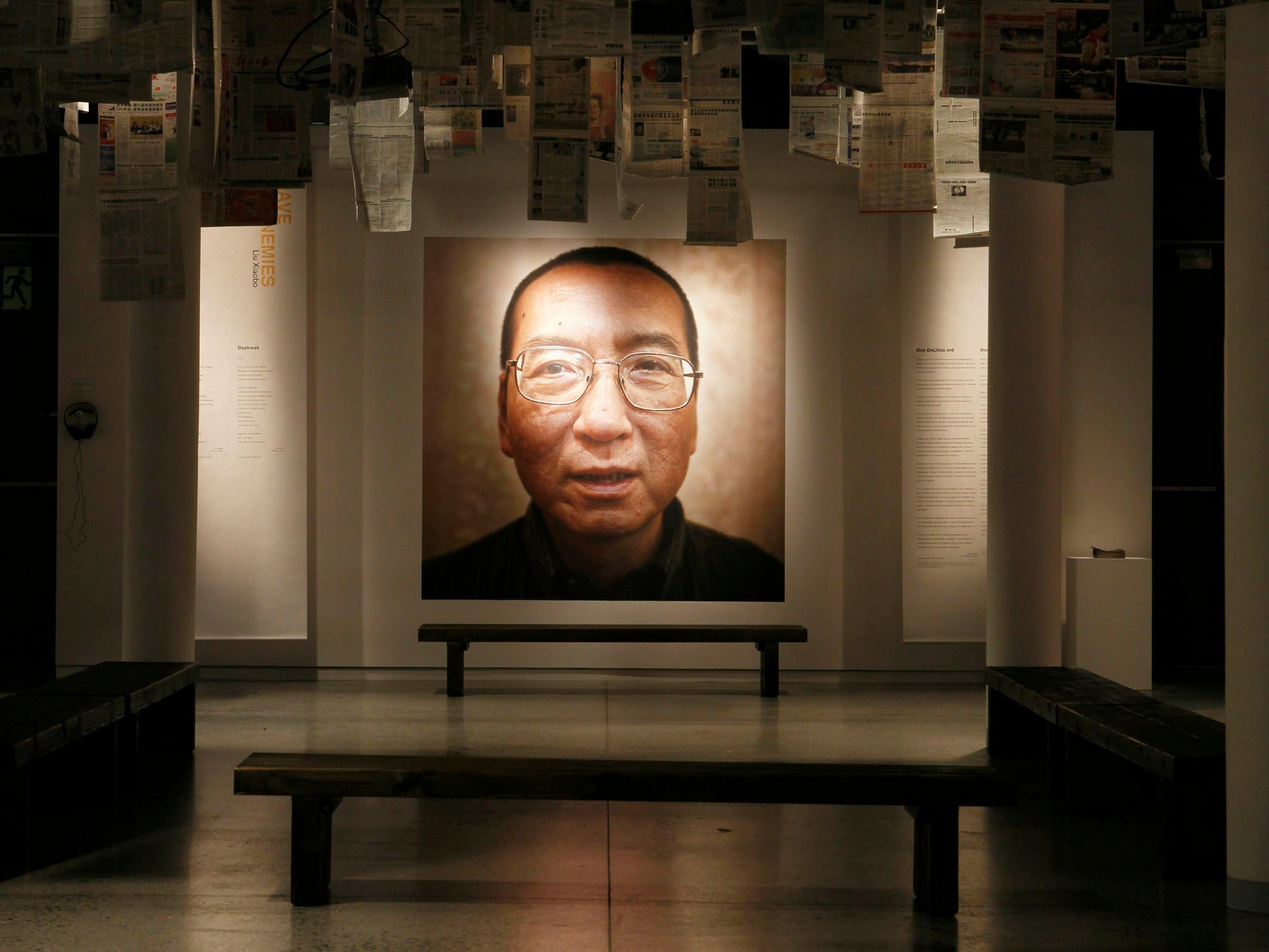 Nobel Peace Prize winner Liu Xiaobo pictured in the Nobel Peace Center