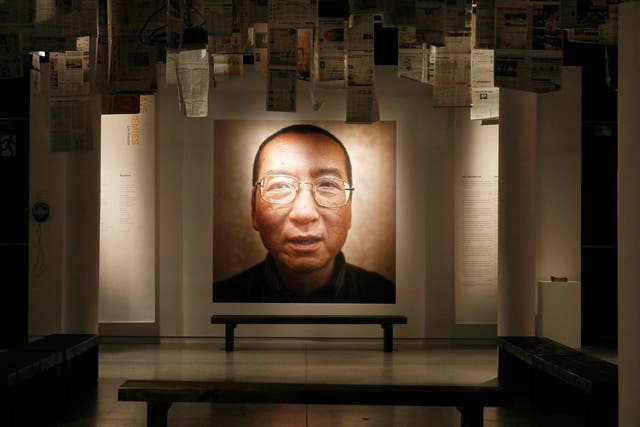 Nobel Peace Prize winner Liu Xiaobo pictured in the Nobel Peace Center