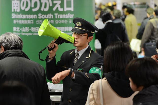 Train services at Sendai station in Miyagi prefecture were suspended