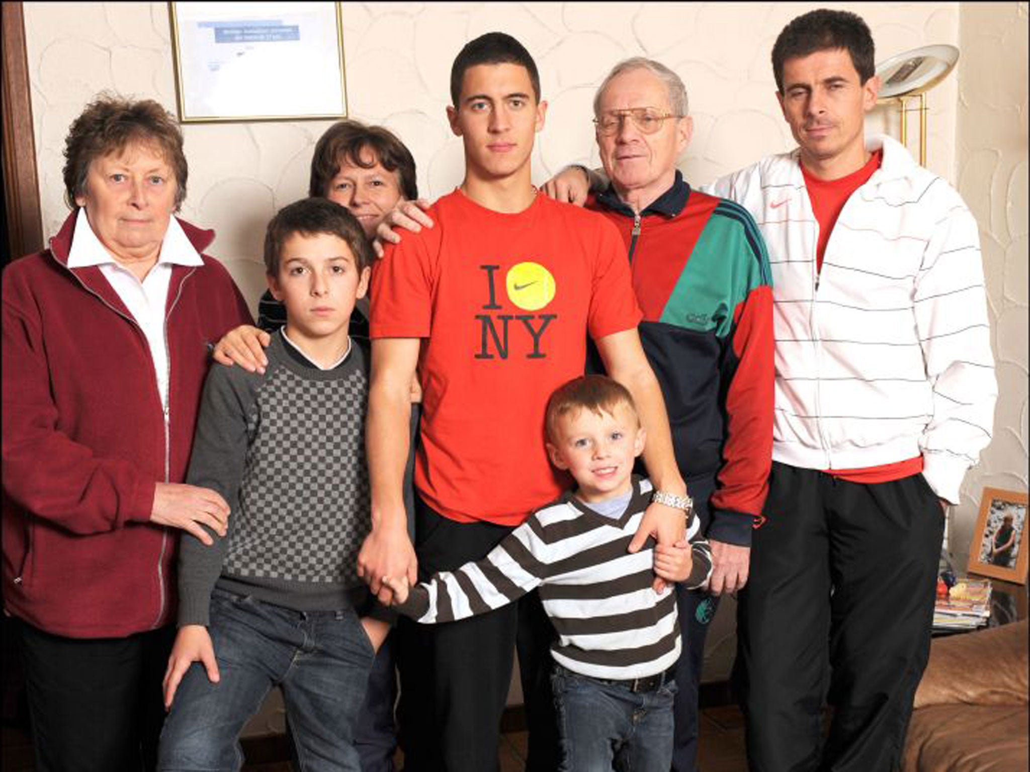 Eden Hazard with rest of his football mad family