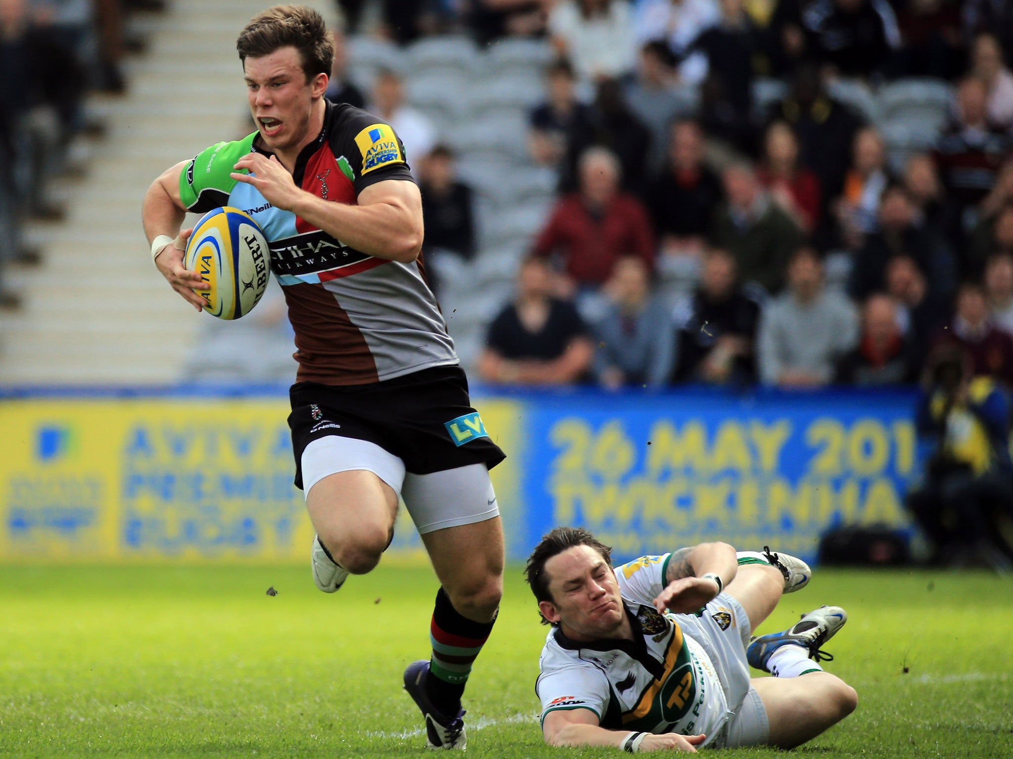 Brace yourself: Sam Smith scored two tries in a comprehensive win