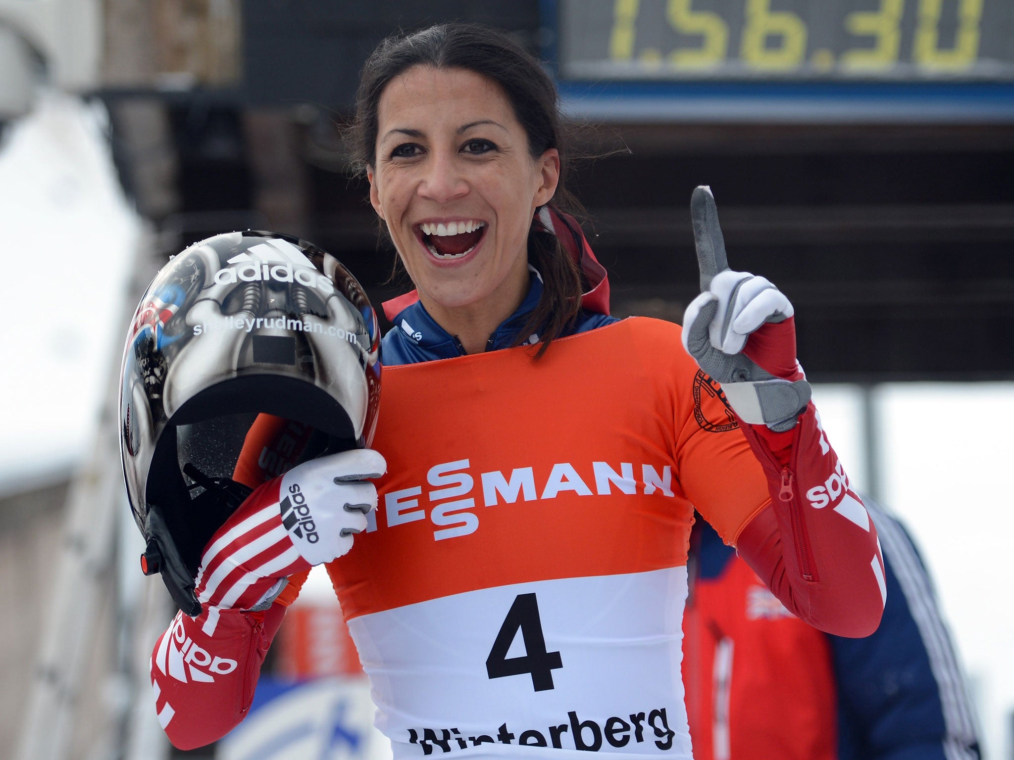 Smiles ahead: Shelley Rudman enjoys her skeleton win in Winterberg