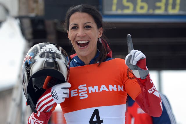 Smiles ahead: Shelley Rudman enjoys her skeleton win in Winterberg