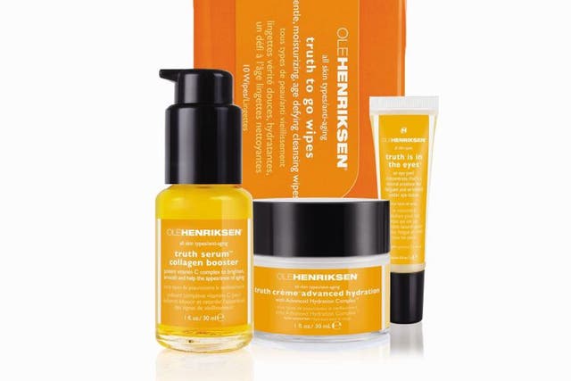 <p>1. Celebrate The Truth</p>

<p>£60, Ole Henriksen, harveynichols.com</p>

<p>Danish Henriksen is now one of LA's most exclusive skin experts. This set contains cleansing wipes, eye cream, moisturiser and a collagen boosting serum.</p>