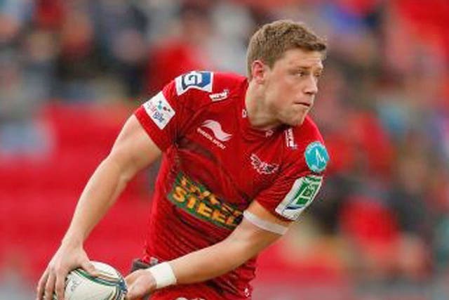 Scarlets’ Rhys Priestland in action before he was carried off